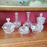 Set of decanters and other crystals