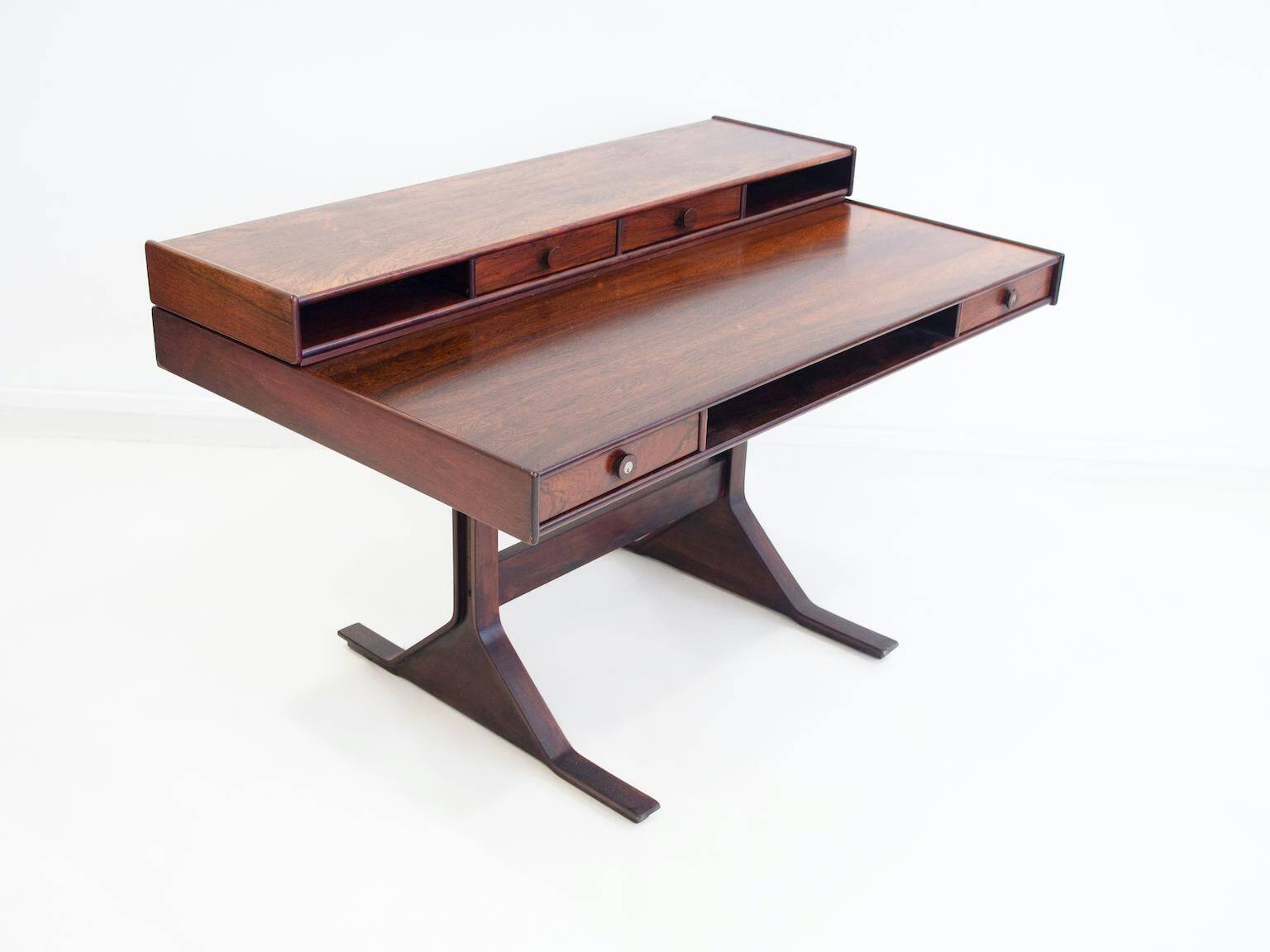 Modern mid-century wooden desk by Gianfranco Frattini for Bernini