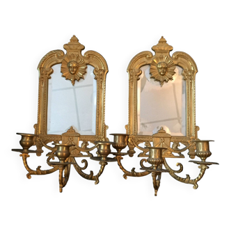 Pair of gilded bronze wall lights