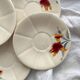 5 vintage floral earthenware coffee saucers from Digoin Sarreguemines 9225