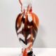 White, Orange and Brown Murano Glass Vase by Carlo Moretti, Italy