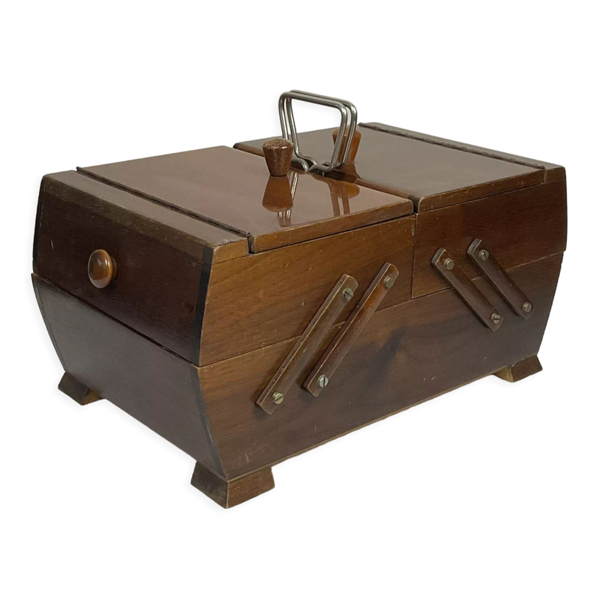 Antique wooden sewing box