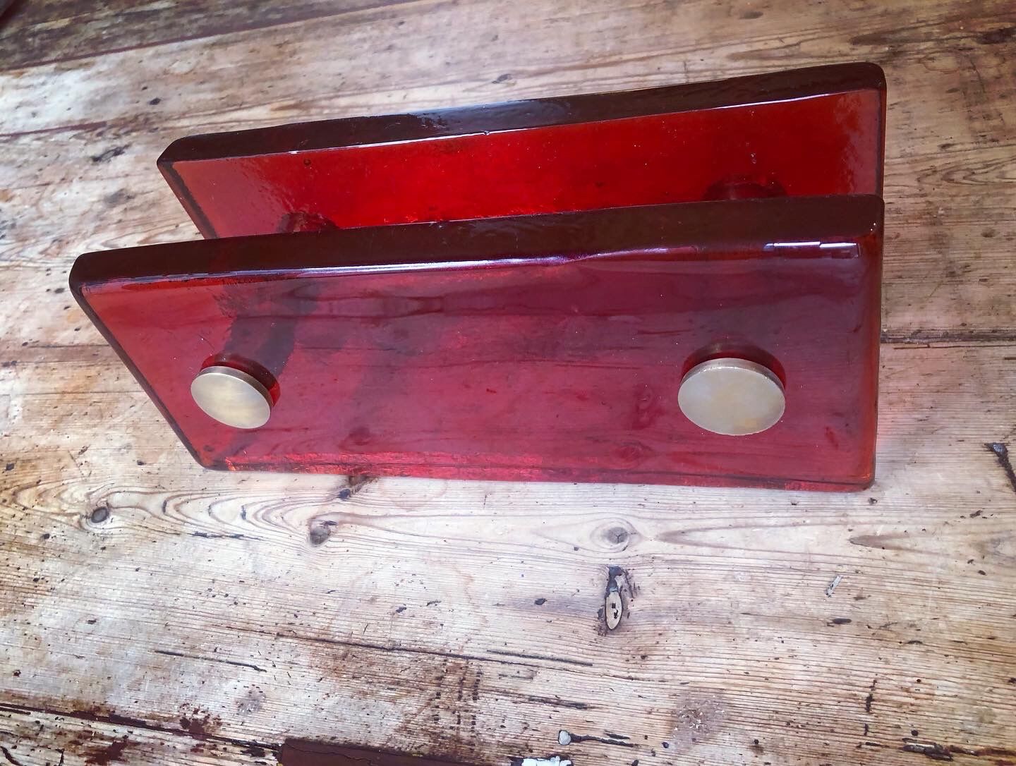Old vintage glass and brass store door handle