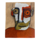 Abstract neo-primitive French portrait painting, mixed media on panel, 1999
