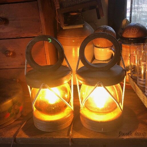 Pair of electrified vintage lanterns to install or hang