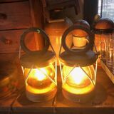 Pair of electrified vintage lanterns to install or hang