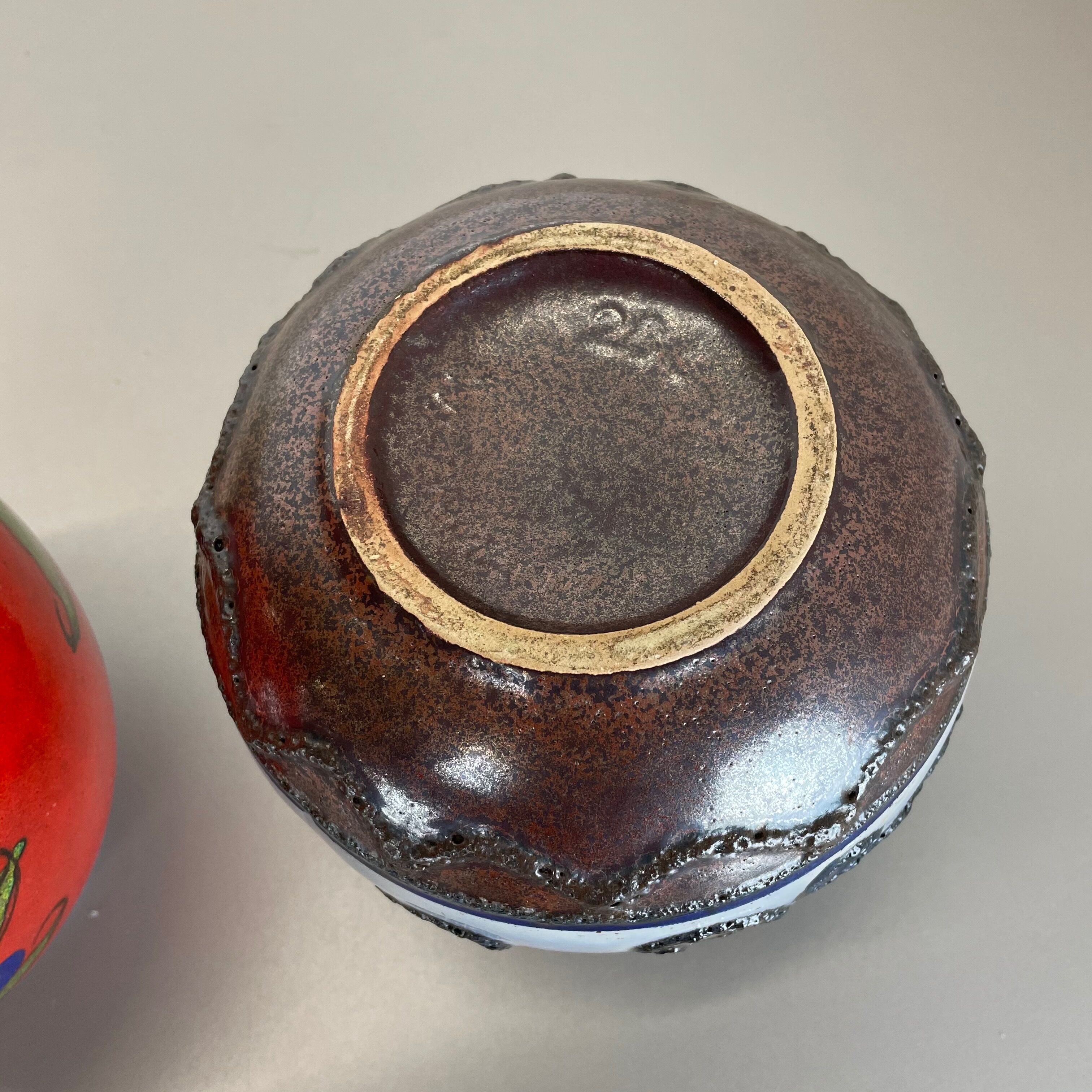 Set of Two Pottery Fat Lava Vases "Multi-Color" by Scheurich, Germany, 1970s