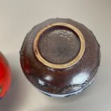 Set of Two Pottery Fat Lava Vases "Multi-Color" by Scheurich, Germany, 1970s