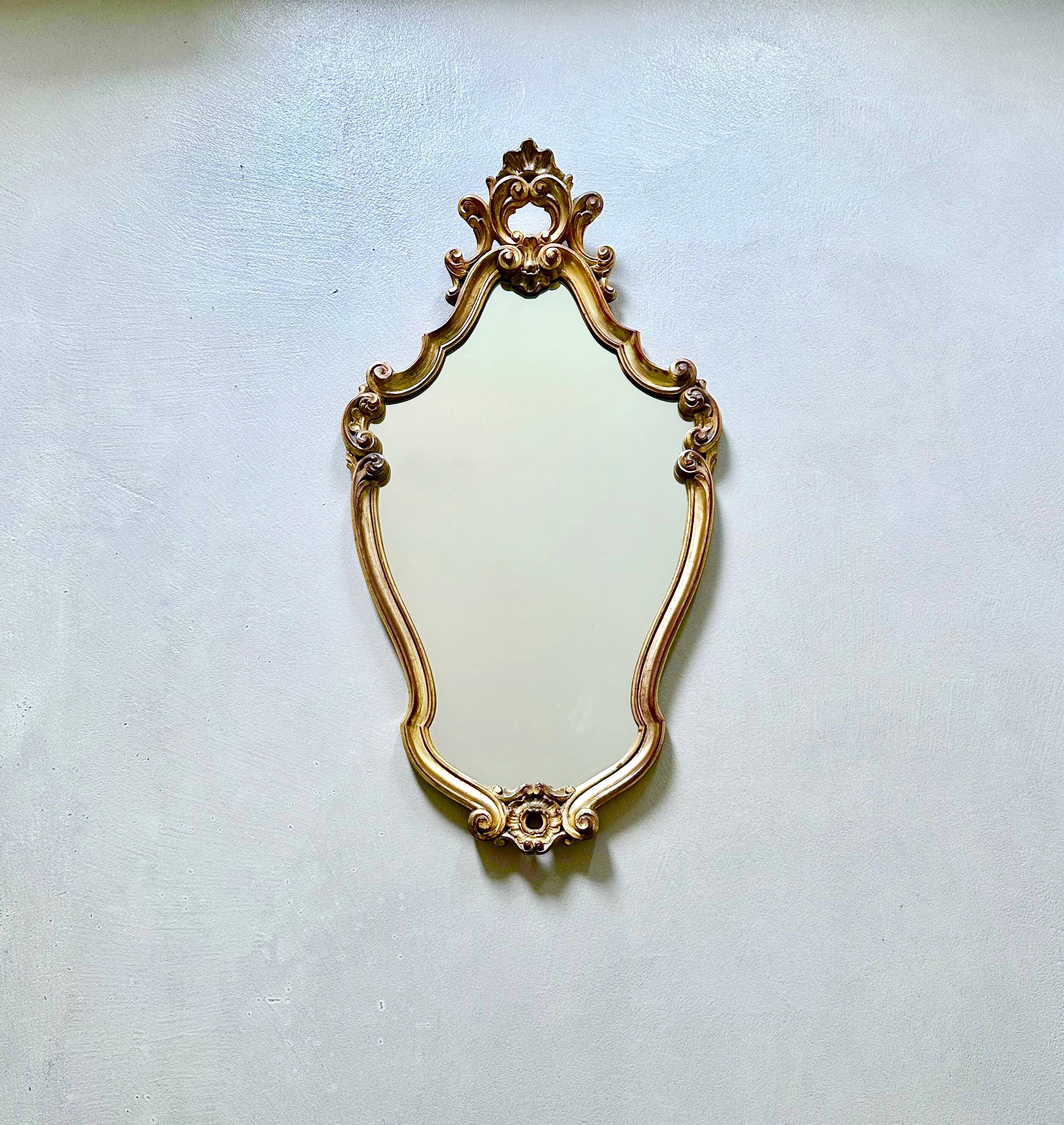 Antique wall mirror, baroque mirror, gold wooden mirror