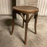 Low wooden stool round seat vintage TBE