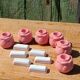 Ceramic candle holders with pink flowers