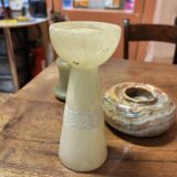 Set of three marble candlesticks
