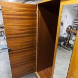1970 Scandinavian wardrobe with shelves and mirror, 21x126, 2 doors.