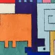 Geometric animal/Tetris rug, vintage