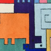 Tapis géométrique animaux/Tetris, vintage 