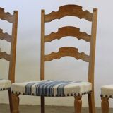 Chaises de salle à manger en chêne brutaliste danois moderne des années 1960 dans le style de Kjærnulf, ensemble.