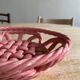Vintage pink woven ceramic fruit basket