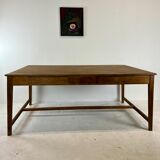 Two-sided oak work table, with 4 drawers