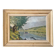 Old oil painting village river landscape canvas with wooden frame