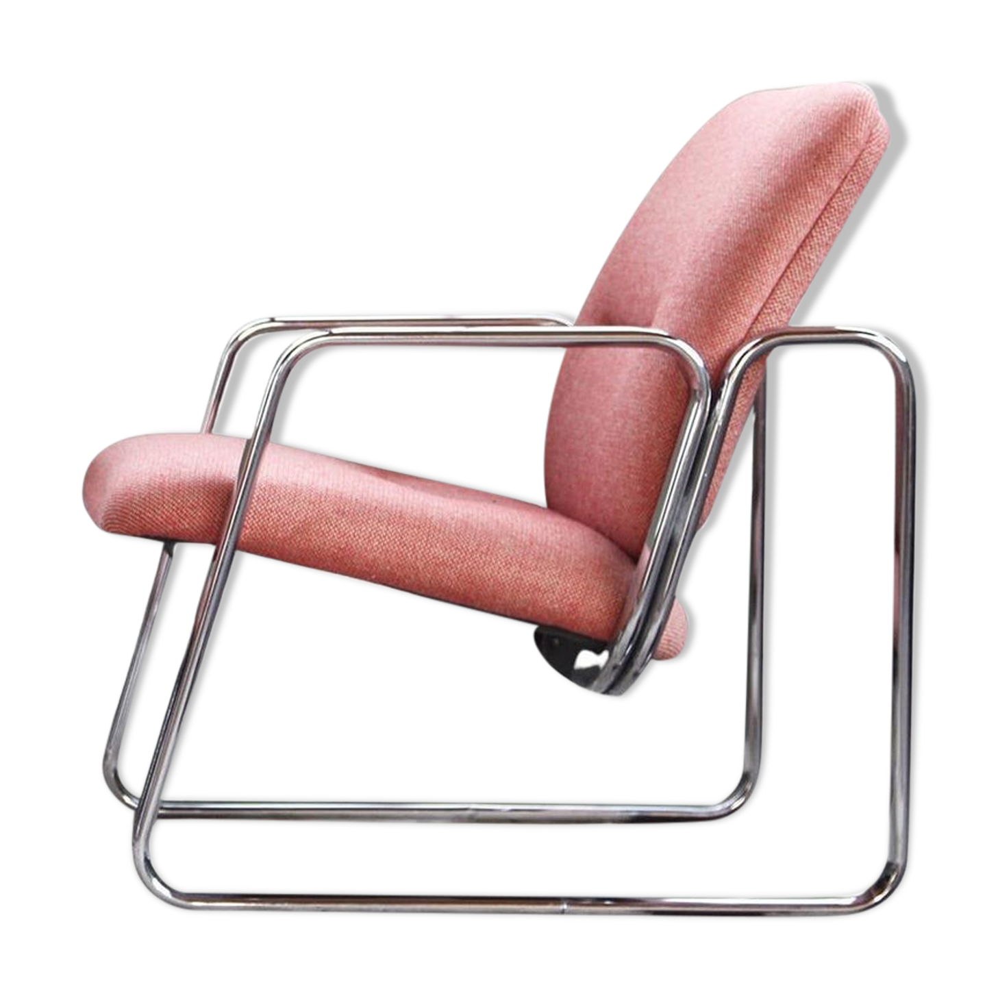Chrome armchair with Knoll textile, 1980s