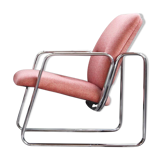 Chrome armchair with Knoll textile, 1980s