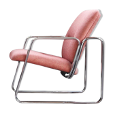 Fauteuil en chrome avec textile Knoll, 1980s