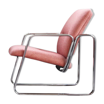 Chrome armchair with Knoll textile, 1980s