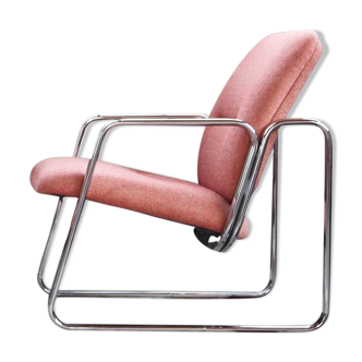 Chrome armchair with Knoll textile, 1980s