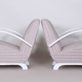 Original pair of white art deco beech armchairs, czechia, 1930s