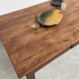 Antique work table in solid cherry and acacia