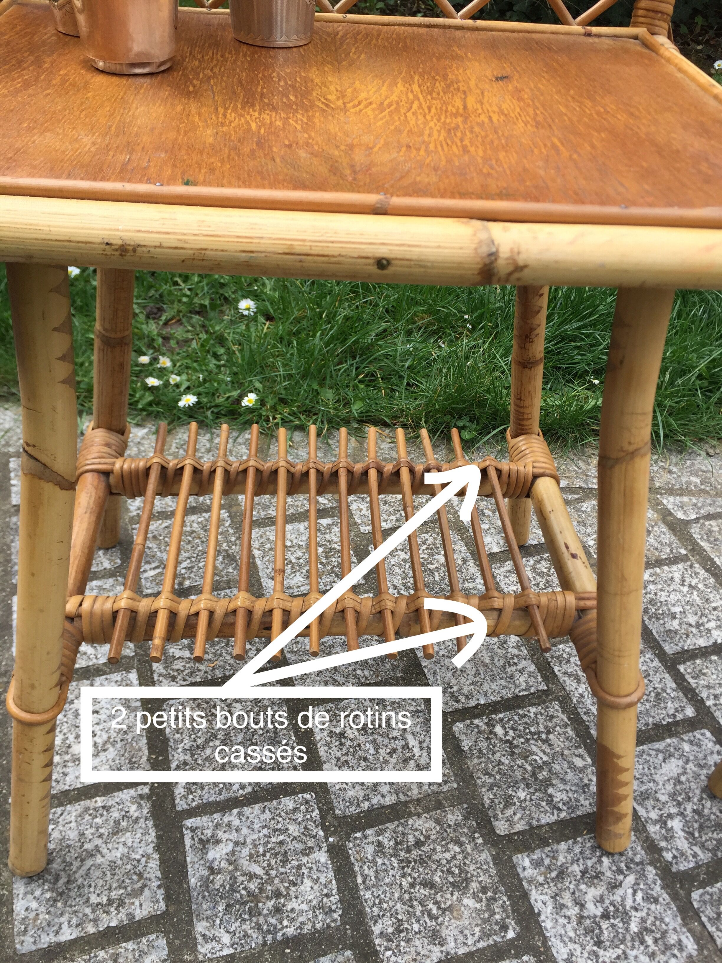 Bedside / side table rattan 1950 vintage