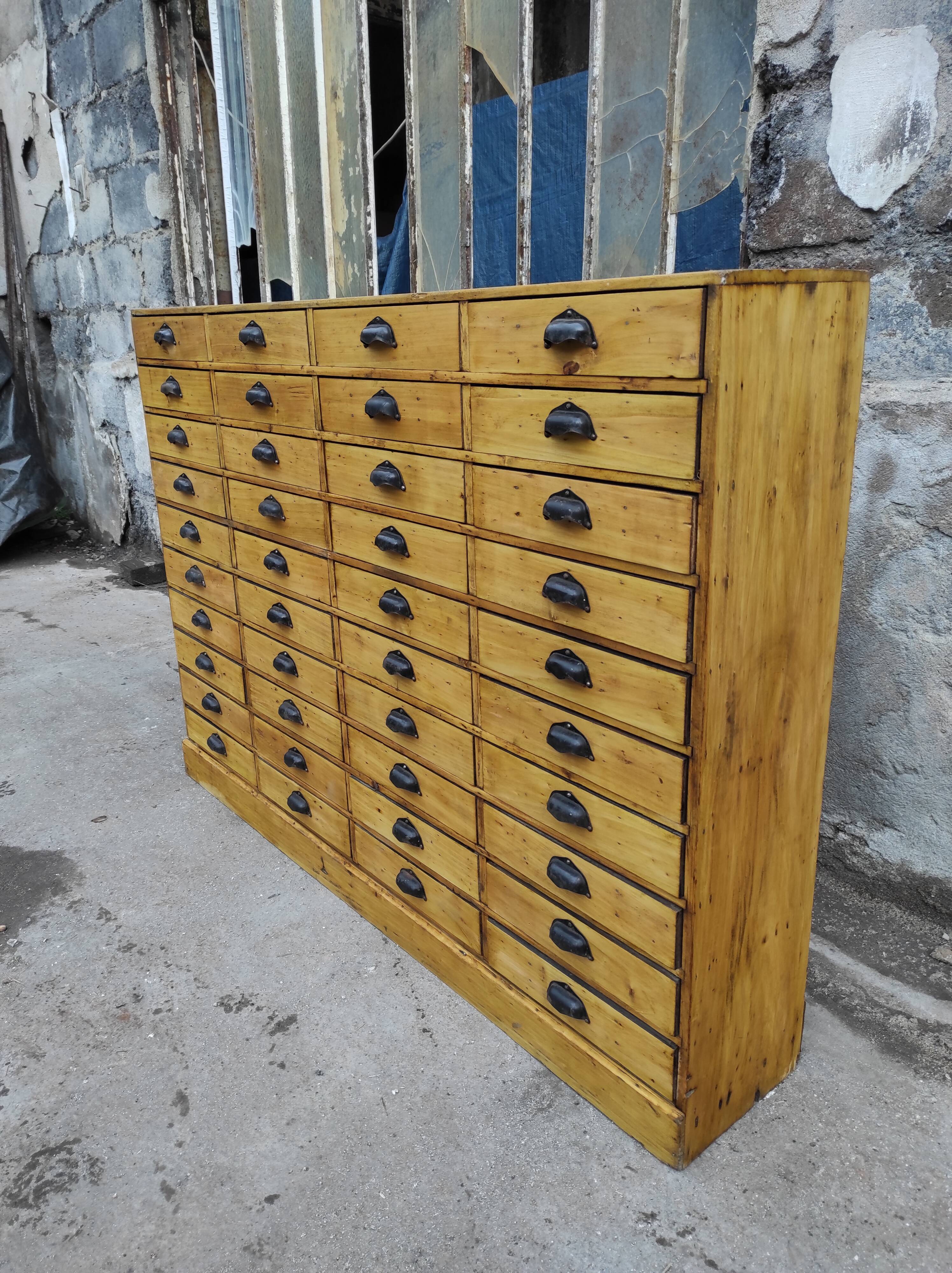 Craft furniture with 40 drawers and workshop shell handles