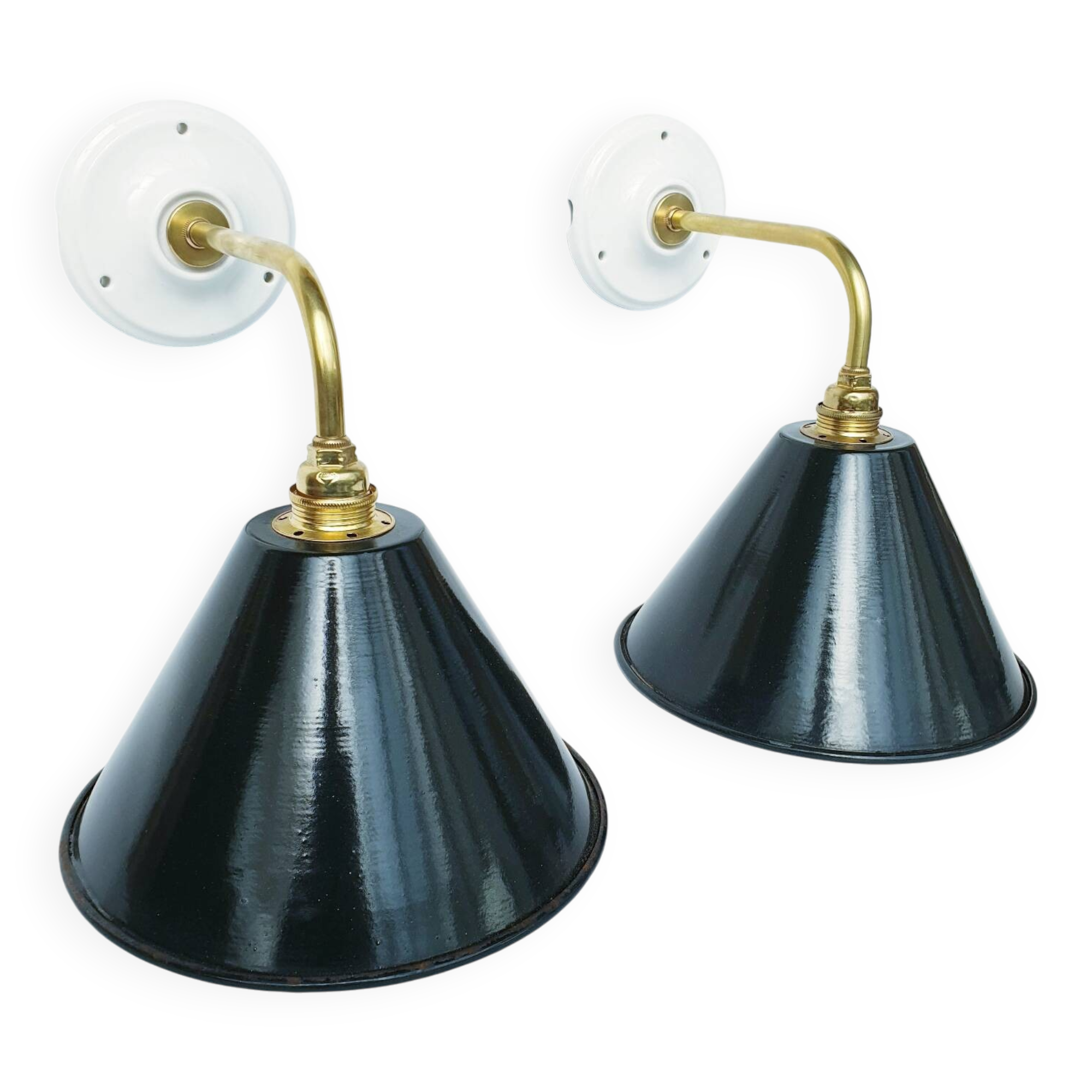 Antique enamelled sheet metal wall lights