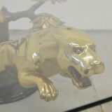Panther table in bronze, brass and marble 1970
