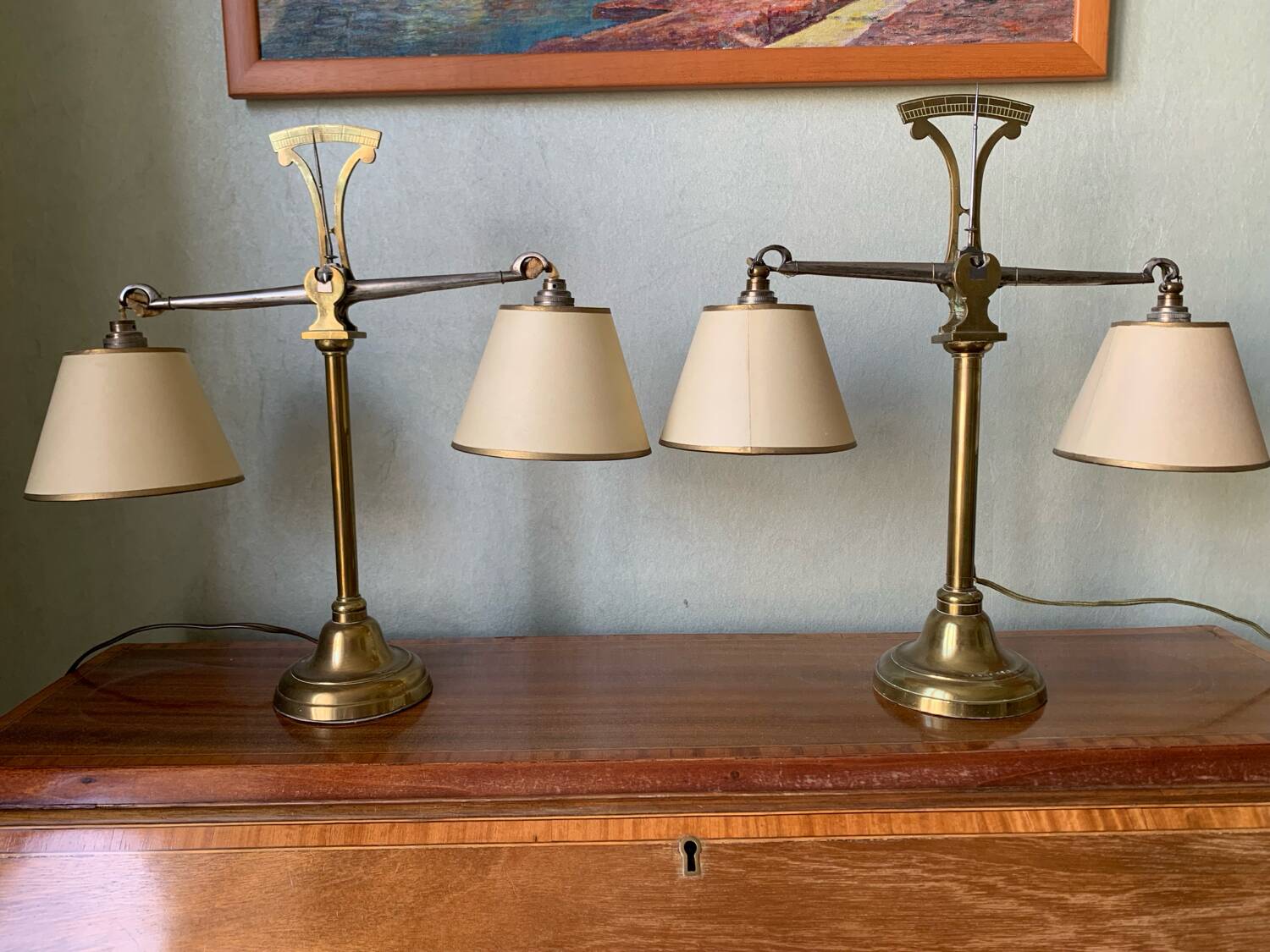 Pair of brass table lamps