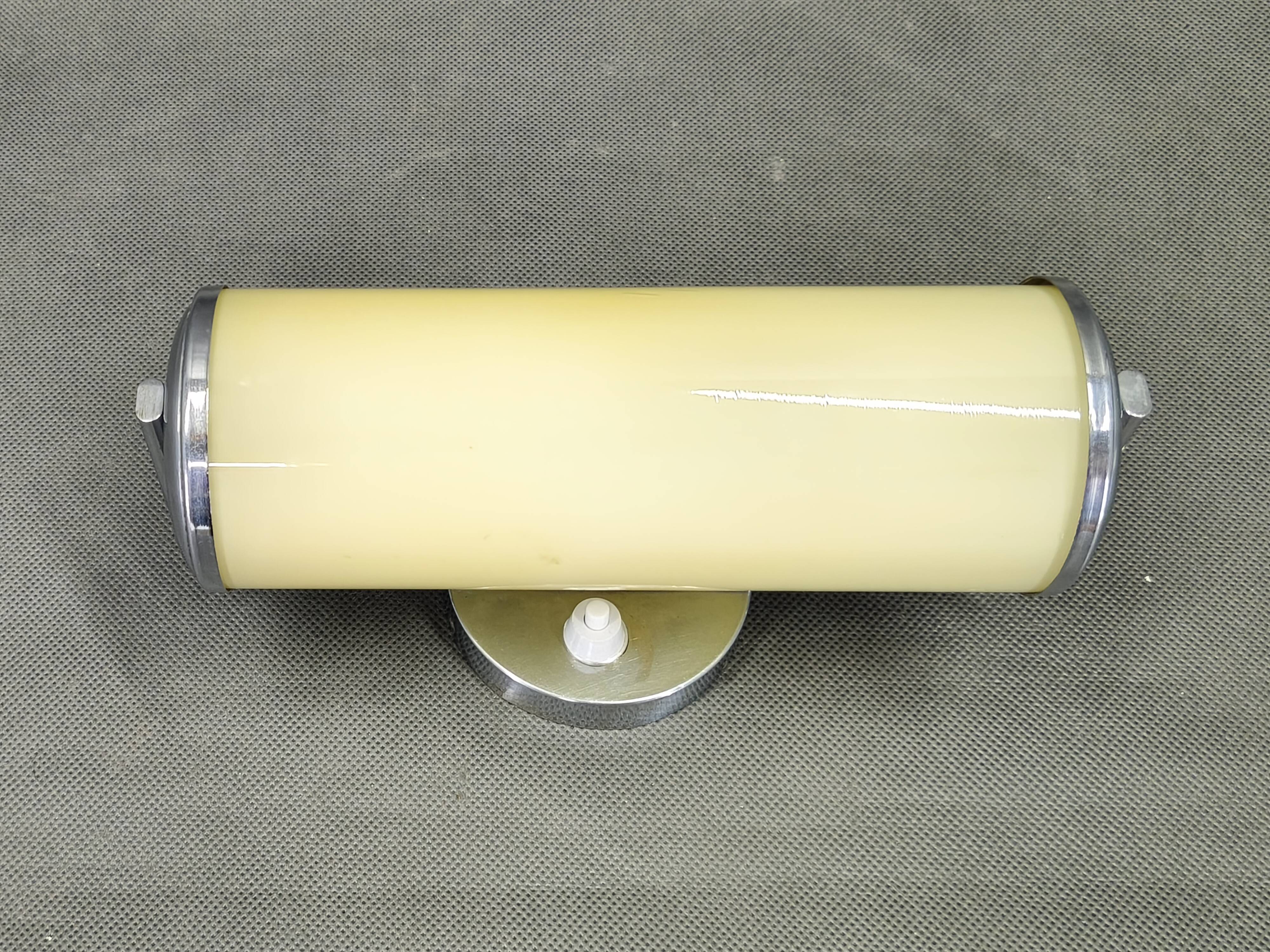 Czech Art Deco Opaline Glass Wall Light, 1930s