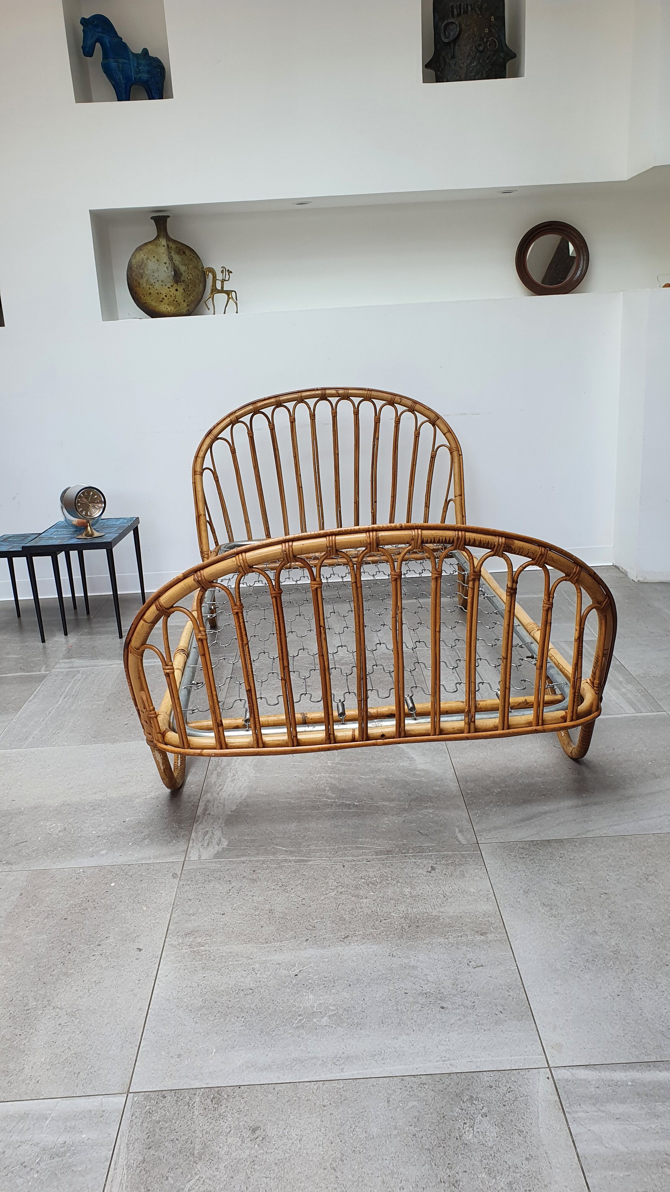 Rattan basket bed from the 50s