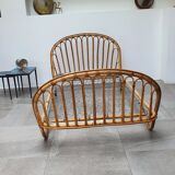 Rattan basket bed from the 50s