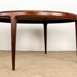 Danish round rosewood coffee table model 283 by Johannes Andersen.