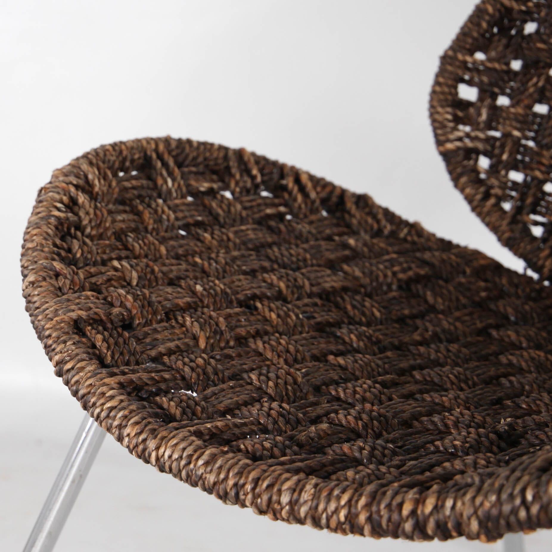 Chaise d’appoint en corde et son ottoman