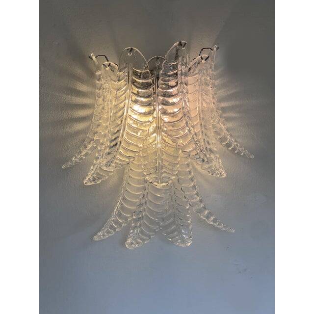 Transparent “Felci” Murano Glass Wall Sconces - A Pair