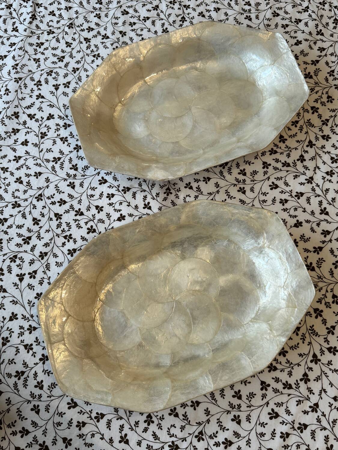 Set of two vintage mother-of-pearl dishes