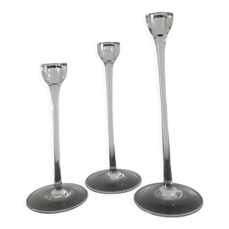 Set with 3 glass candle holders