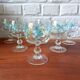 Arcoroc france stemmed glasses with forget-me-not decor, vintage 1980s