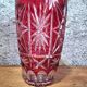 Large ruby red cut crystal vase – Central Europe 1950s