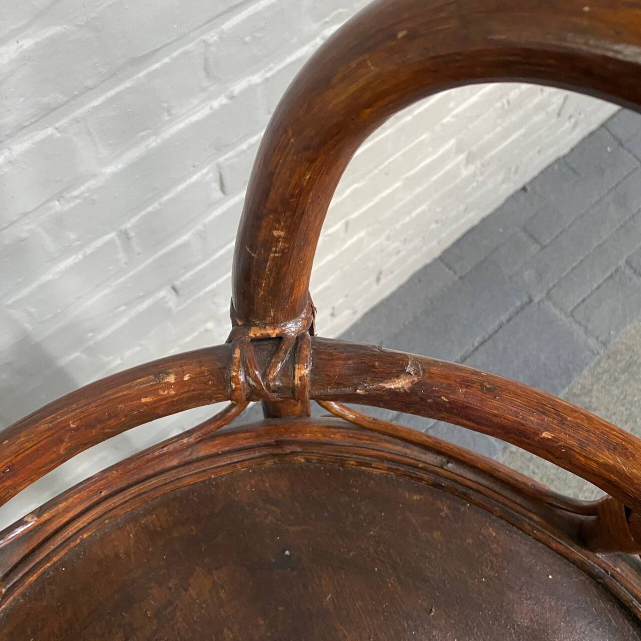 Round bamboo & rattan bar cart - italy 1960's