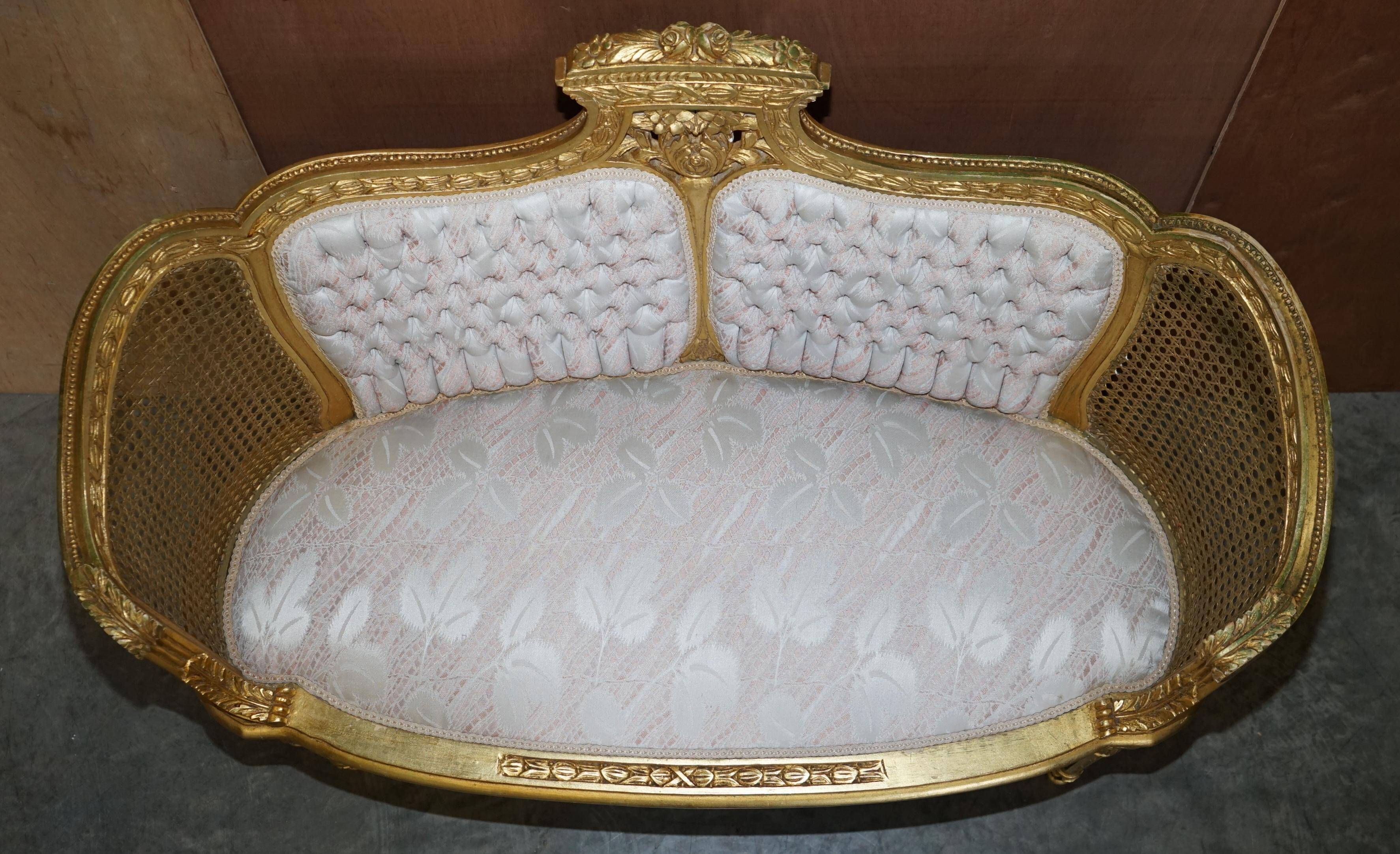 Louis XVI Napoléon III Bergère Canapé in gilded wood
