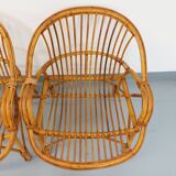 Set of 4 vintage rattan armchairs from the 60s