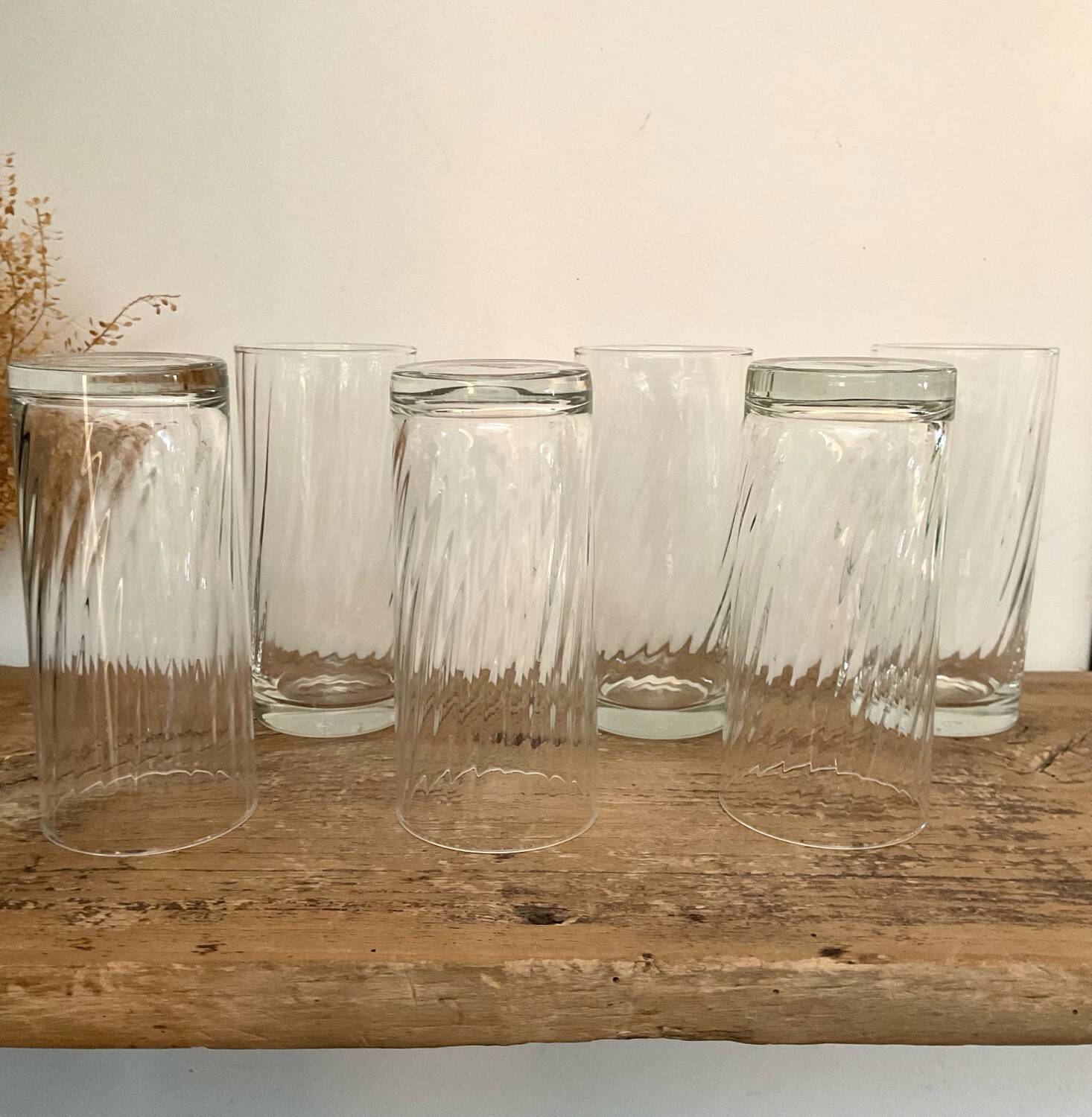 6 vintage twisted glasses