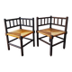 Pair of French corner chairs - turned wood, mid-20th century.